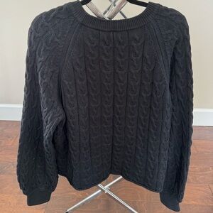 J. Crew Classic Black Cable Knit Sweater